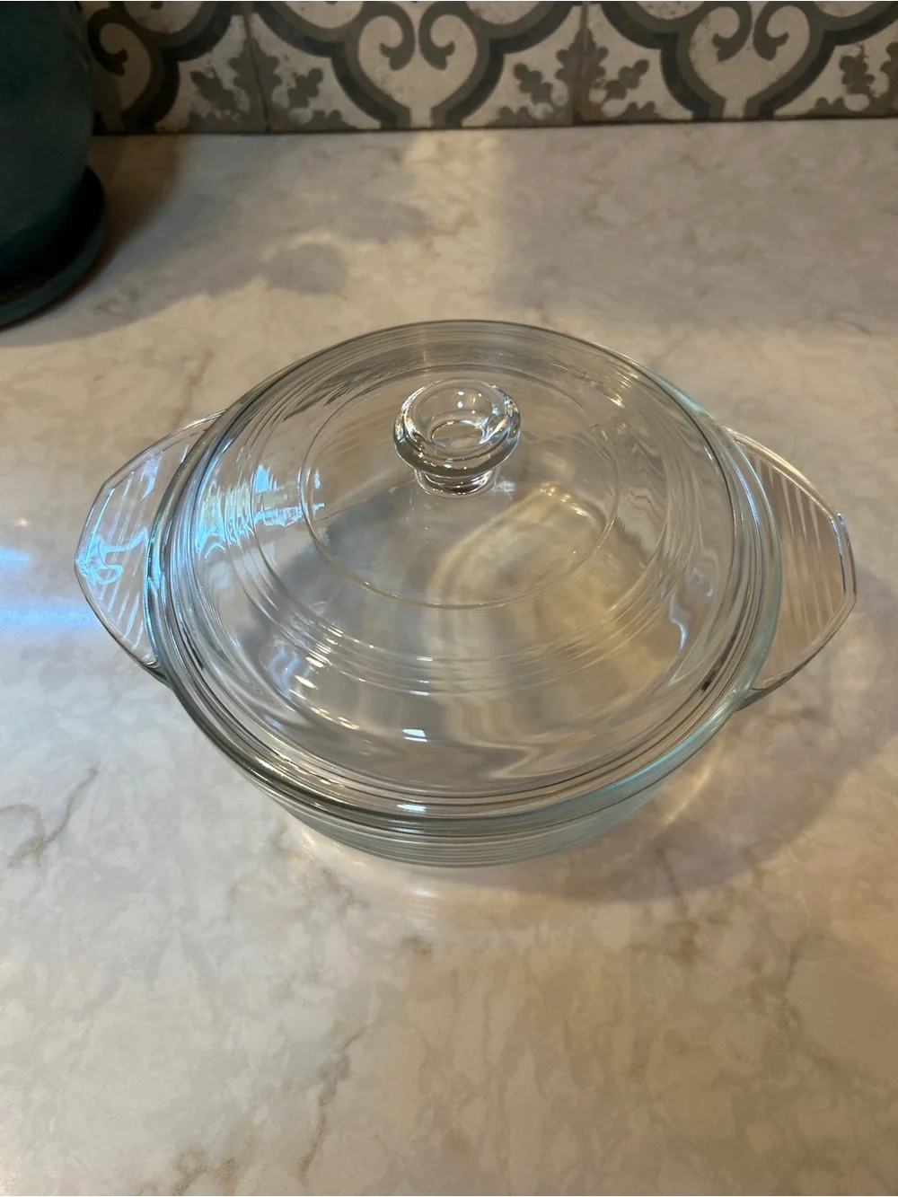 1990s Vintage Libbey Ribbed Glass Lidded Casserole Baking Dish- EUC